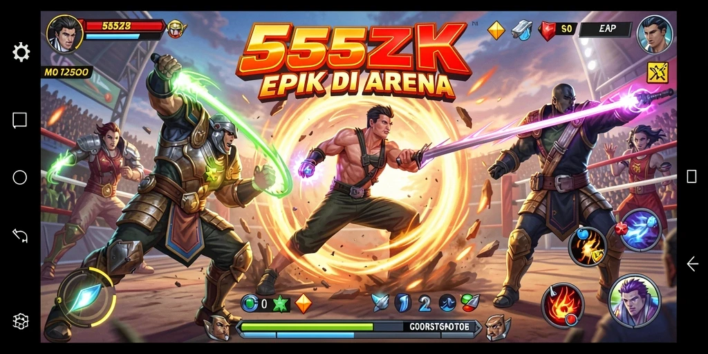 Screenshot pertarungan intens dalam game Fighting 555ZK.