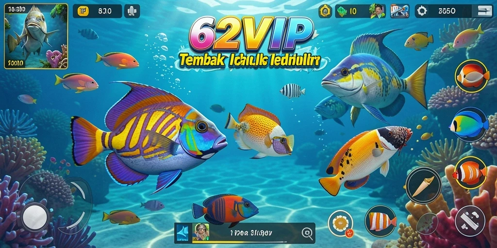 Tampilan gameplay menarik dari 62VIP saat menembak ikan.