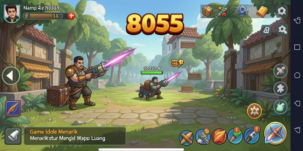 Screenshot utama 8055 menampilkan pengalaman gameplay Idle yang menarik.