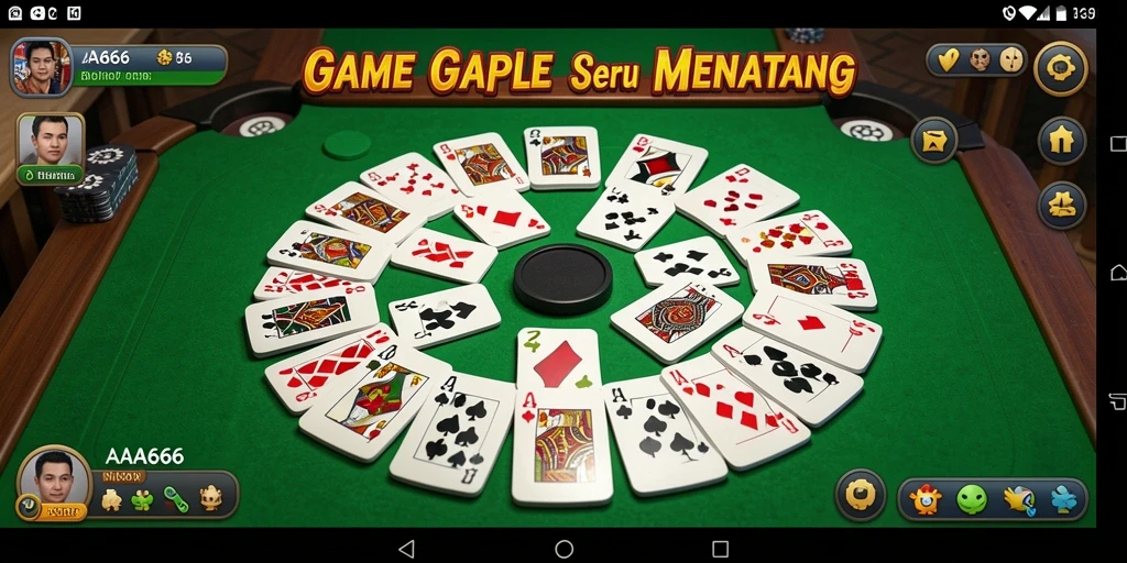 Tampilan gameplay seru di AA666 dengan suasana permainan Gaple.