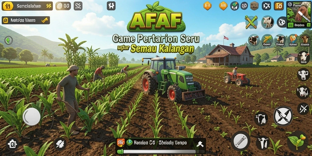 Gambaran gameplay menarik dari AFAF menunjukkan aktivitas pertanian yang menyenangkan.