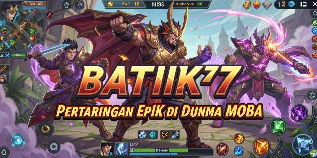 Tangkapan layar dinamis dari gameplay MOBA BATIK77.