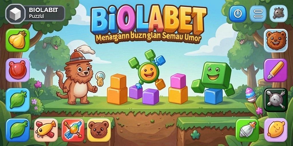 Screenshot utama BIOLABET menampilkan gameplay menarik teka-teki.