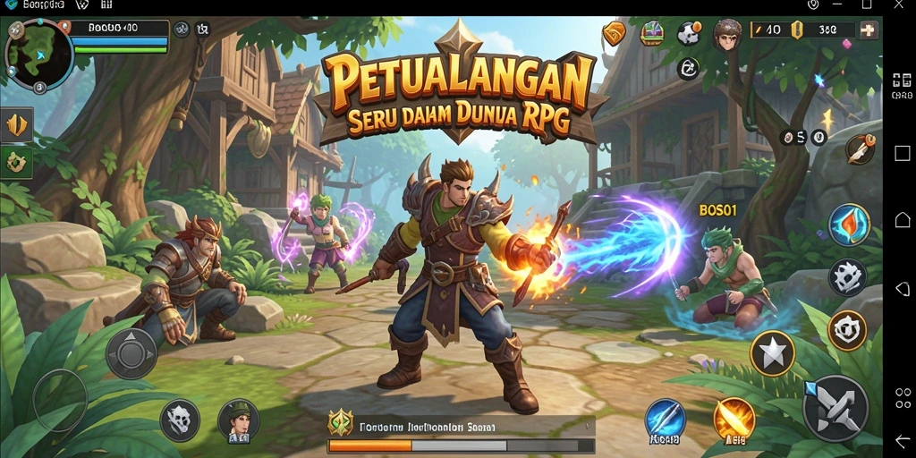 Screenshot utama BOS01 menampilkan aksi seru dalam pertempuran RPG.