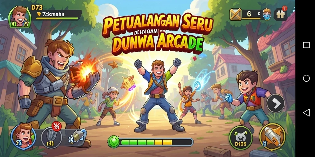 Tampilan gameplay seru D73 dengan rintangan dan tantangan menarik.