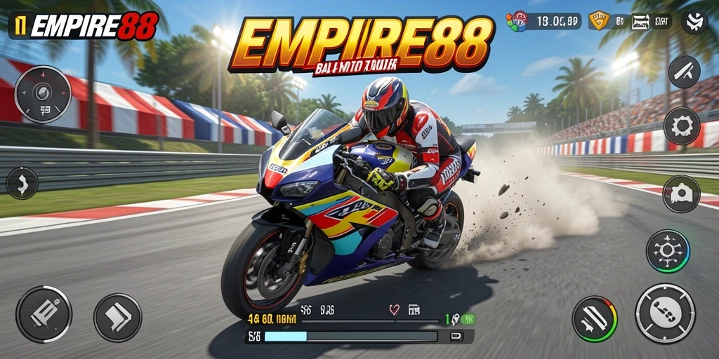 Screenshot gameplay EMPIRE88 dengan balapan motor yang seru.