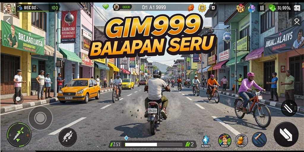 Gameplay balapan seru dalam GIM999 dengan grafis memukau.