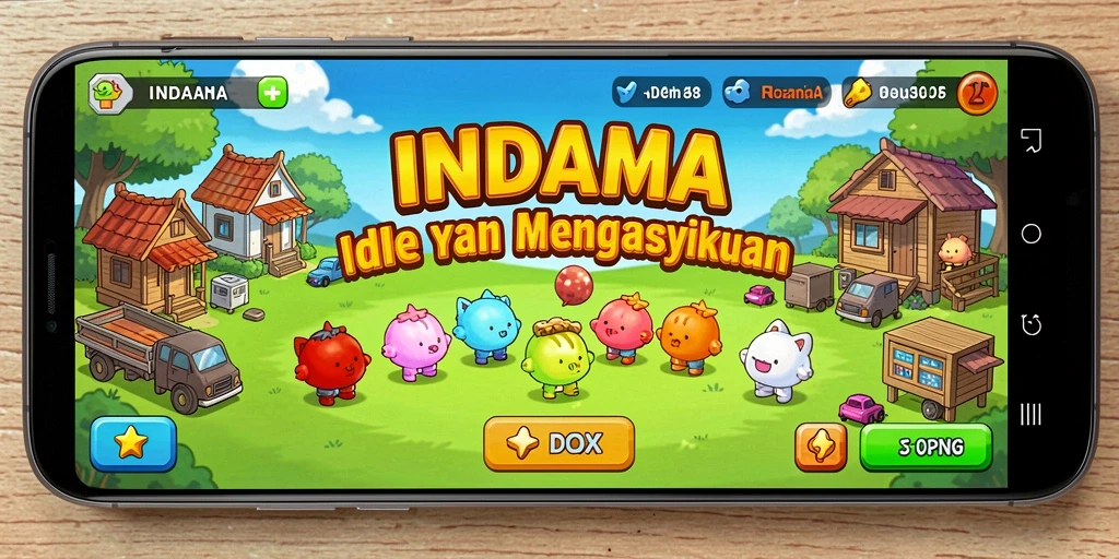 Screenshot gameplay INDAAA menampilkan karakter yang sedang mengumpulkan sumber daya.