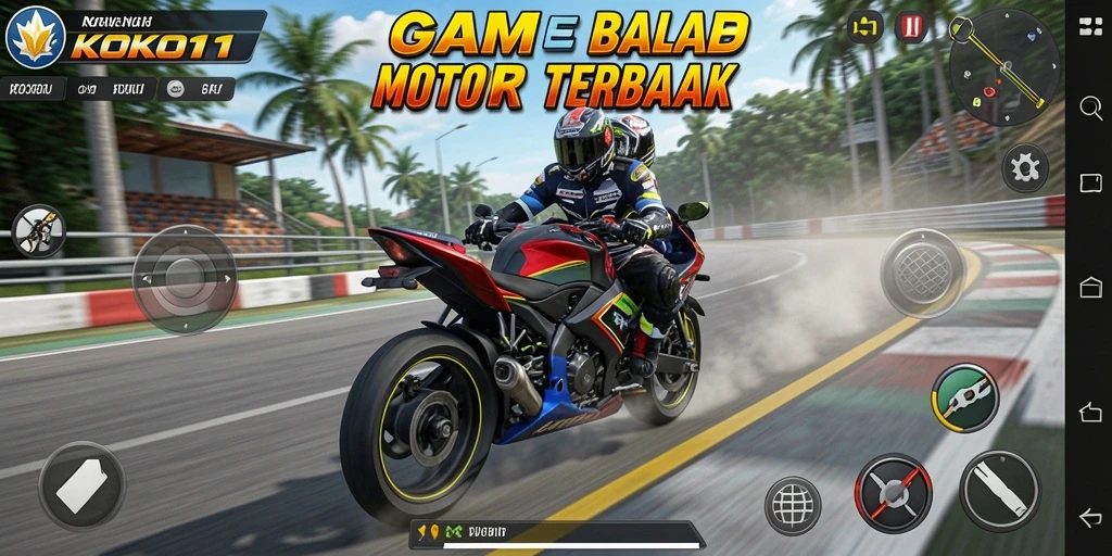 Tampilan utama gameplay KOKO11 dengan balapan motor yang seru.