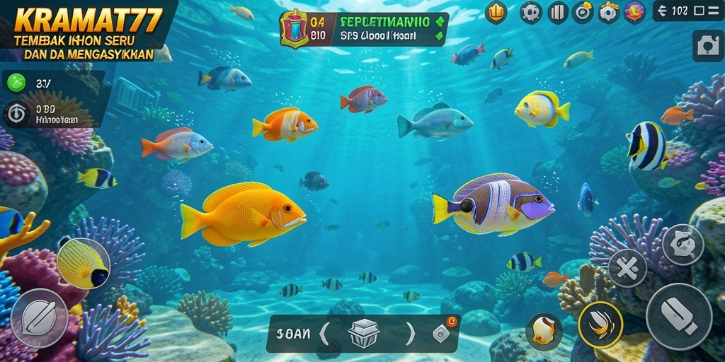 Tampilan gameplay KRAMAT77 dengan aksi tembak ikan yang mendebarkan.