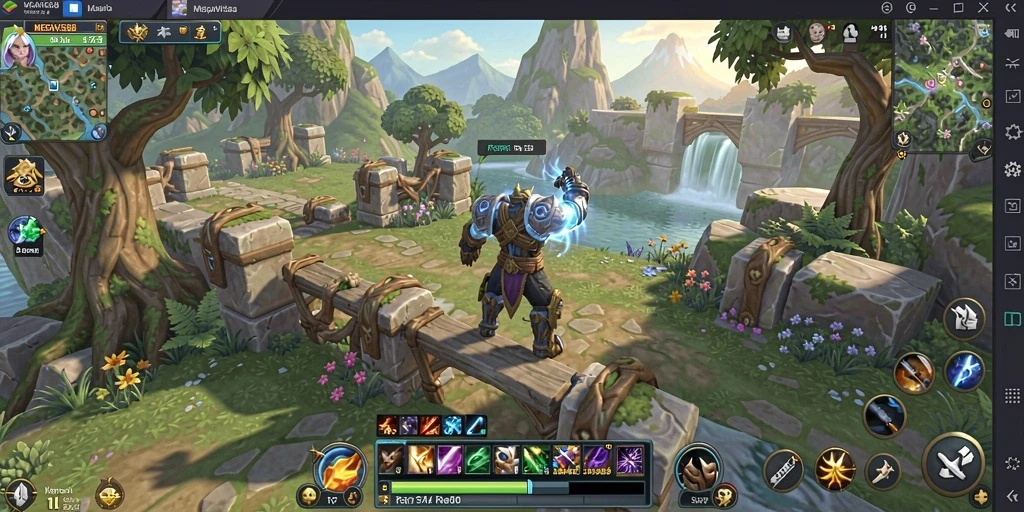 Tangkapan layar menampilkan karakter beraksi dalam petualangan MMORPG.