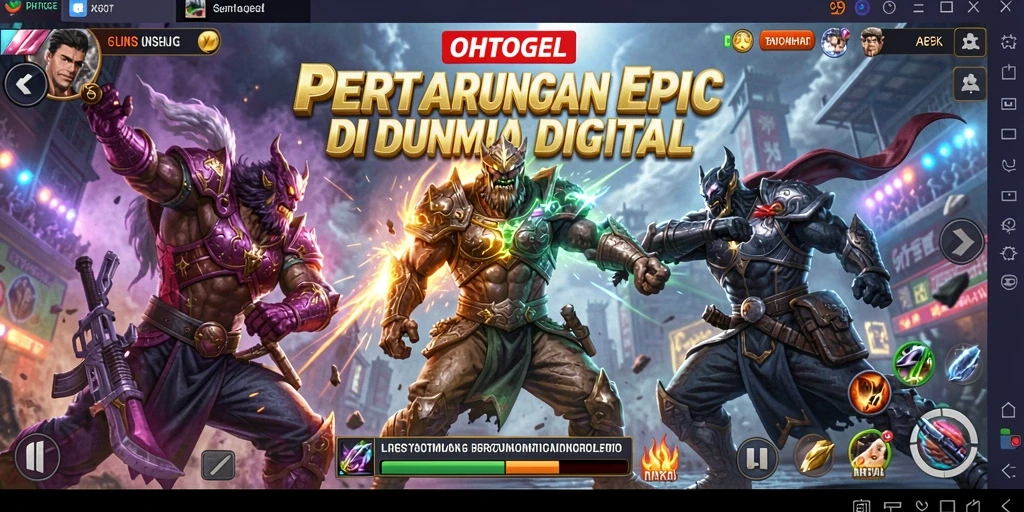 Gameplay seru OHTOGEL saat pertarungan berlangsung.