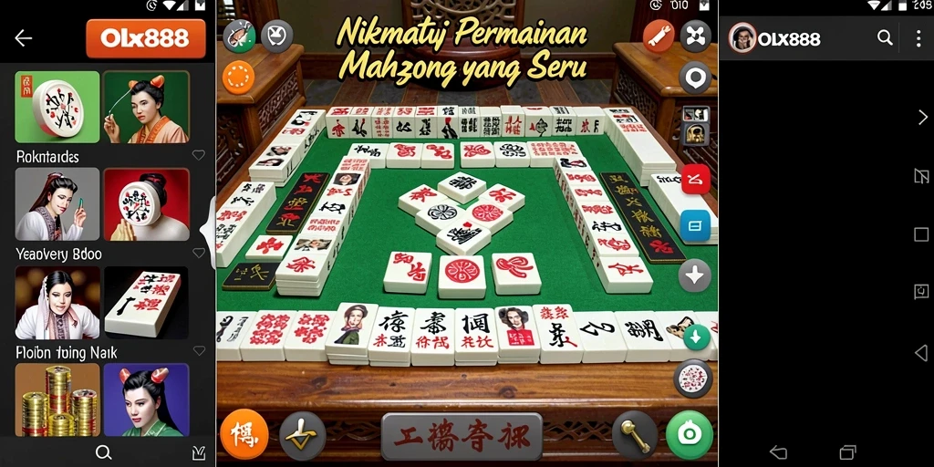 Screenshot gameplay OLX888, menampilkan keseruan permainan Mahjong.