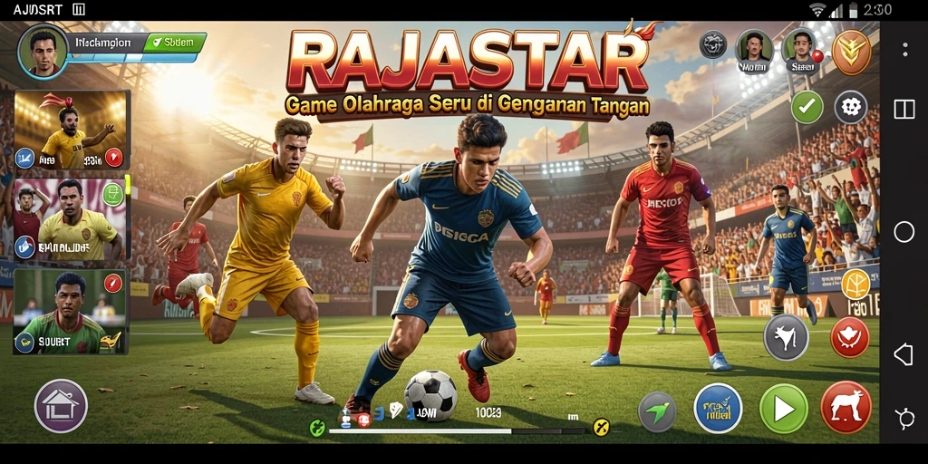 Screenshot RAJASTAR yang menampilkan aksi pertandingan olahraga yang menegangkan.