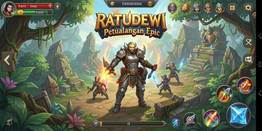 Screenshot menunjukkan aksi seru dalam pertarungan RPG di RATUDEWI.