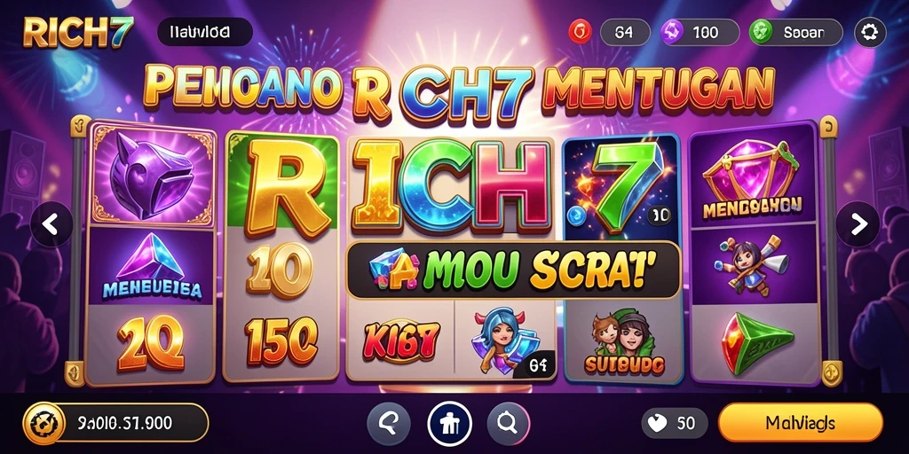 Tampilan gameplay utama RICH7 dengan grafis slot yang menarik.